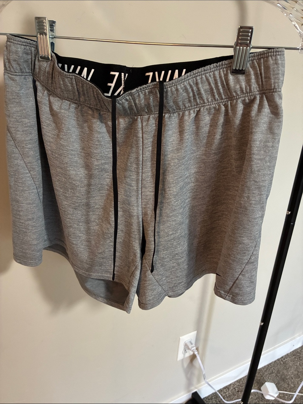 Nike Gray Athletic Shorts with Black Drawstring
